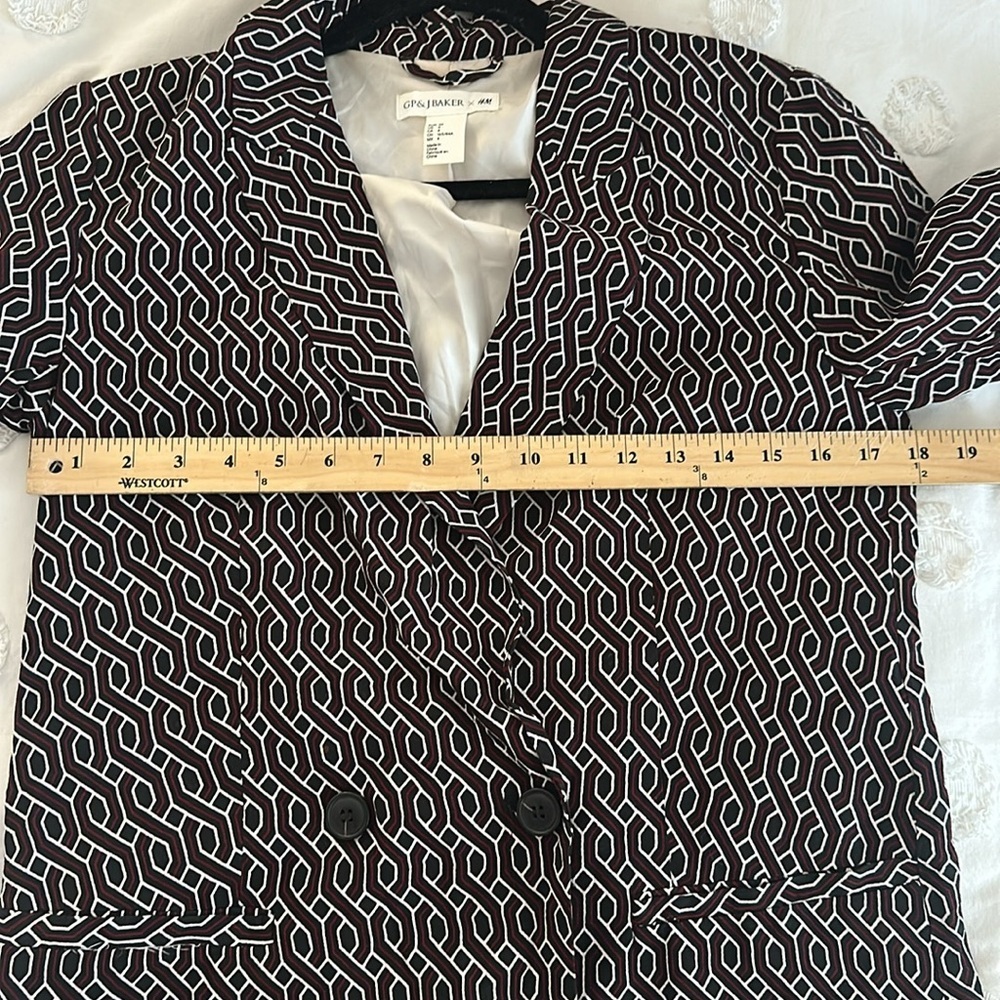 GP & J Baker x H&M Patterned blazer Jacket red back size 4 - Picture 5 of 5
